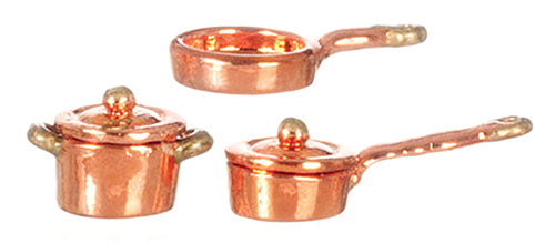 1/2" Scale Copper Casserole Set, 5 pc.